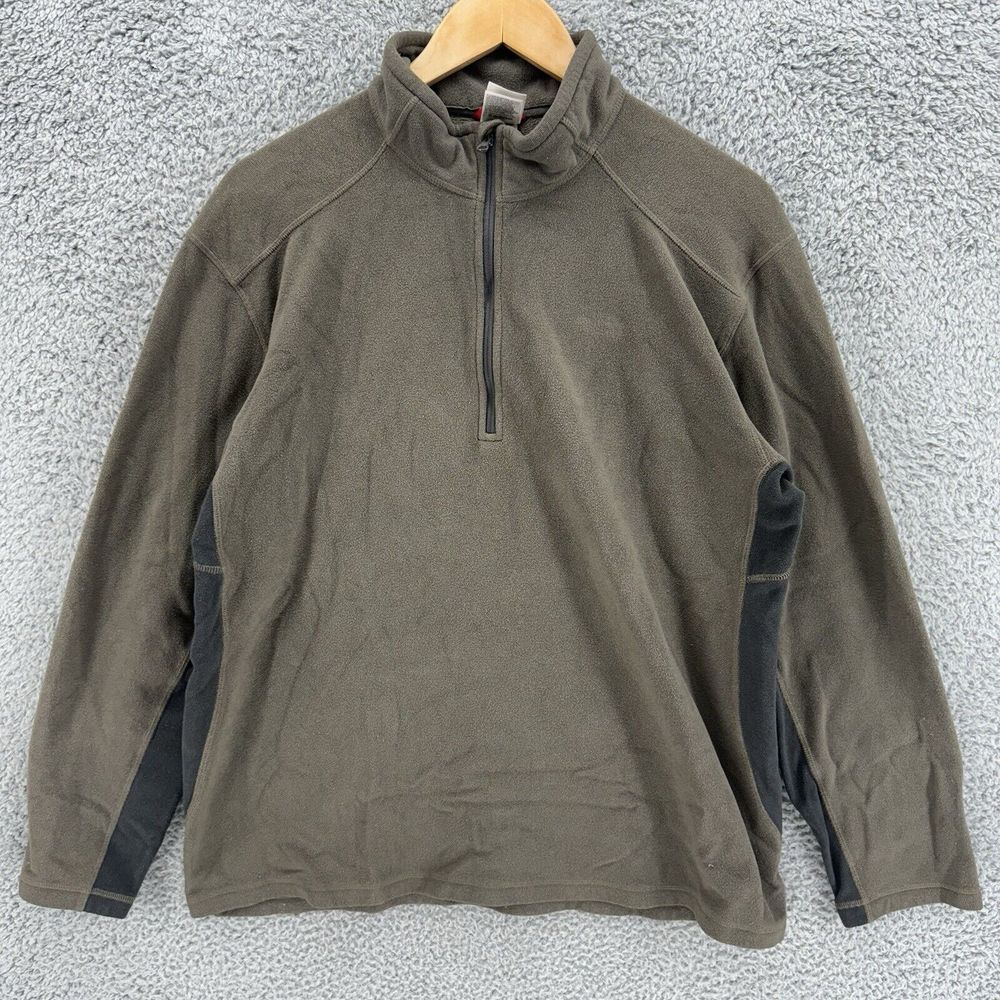North Face Sweater Mens XL Green Black Trim 1/4 Zip‎ Sweatshirt Mock Neck READ